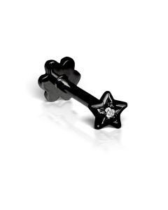 Maria Tash 18K Black Gold Diamond Solitaire Star Threaded Stud With a 6.5MM Post