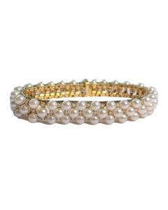 James Free 18K Yellow Gold Three Row Pearl and Diamond Bracelet - FINAL SALE 