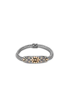John Hardy Dot 18K Yellow Gold and Silver Station 6.5MM Bracelet 