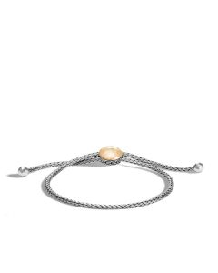 John Hardy Classic Chain Silver and Hammered Gold Pull Through Bracelet