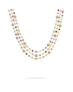 Marco Bicego Africa 18K Yellow Gold Gemstone and Pearl Triple Strand Necklace CB2421-PL MIX02 Y 02