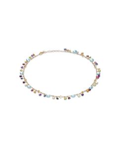 Marco Bicego Paradise Collection 18K Yellow Gold Blue Topaz and Mixed Gemstone Single Strand Necklace