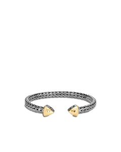 John Hardy Women's Classic Chain Hammered 18K Gold & Silver Cluster 5.5mm Slim Flex Cuff CZ90510