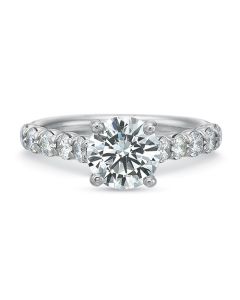 Precision Set Flush Fit Collection 18K White Gold Shared Prong Engagement Ring 