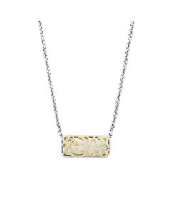 Charles Krypell Silver & Yellow Gold Rectangle Ivy Lace Pendant 4-6973-ILSG