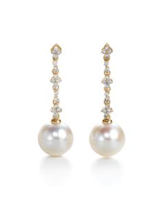 James Free 18K Yellow Gold Diamond and Pearl Dangle Earrings - FINAL SALE 