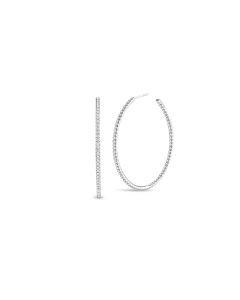 Roberto Coin Large Inside Outside Perfect Diamond Hoop Earrings in 18K White Gold