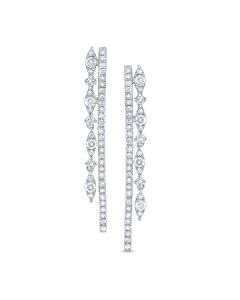 James Free 14K White Gold Double Dangle Diamond Earrings 
