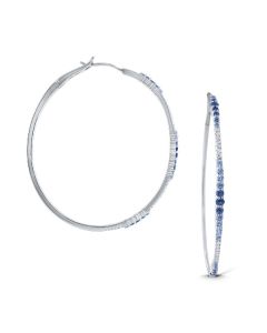 James Free 14K White Gold Blue Sapphire Ombre Hoop Earrings 