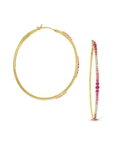 James Free 14K Yellow Gold Pink Sapphire Ombre Hoop Earrings 