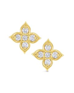 James Free 14K Yellow Gold and Diamond Flower Studs 