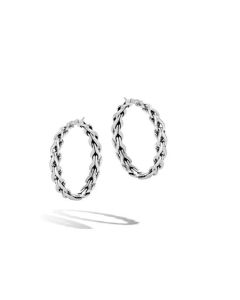 John Hardy Asli Silver Medium Hoop Earrings EB90373