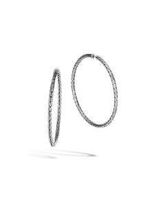 John Hardy Classic Chain Sterling Silver Large 45mm Hoop Earrings EB90374