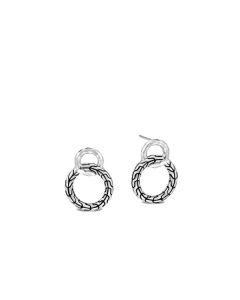 John Hardy Sterling Silver Hammered Hoop Drop Earrings EB90580