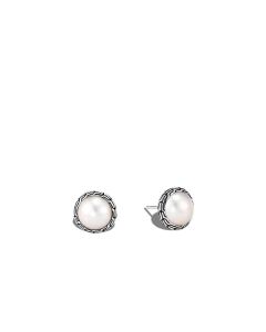 John Hardy Classic Chain Silver Stud Earring with 10MM Pearl