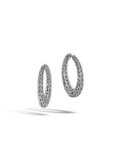 John Hardy Classic Chain Silver Small Graduated Hinged Earrings EB93298