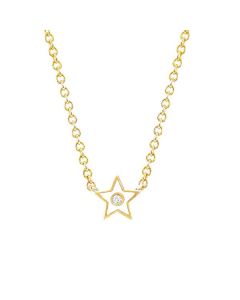 EF Collection 14K Yellow Gold White Enamel & Diamond Star Necklace - FINAL SALE