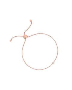 EF Collection 14K Rose Gold Single Diamond Bezel Adjustable Bolo Bracelet EF-60721-115734