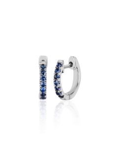 EF Collection 14K White Gold and Blue Sapphire Mini Huggie Hoop Earrings 