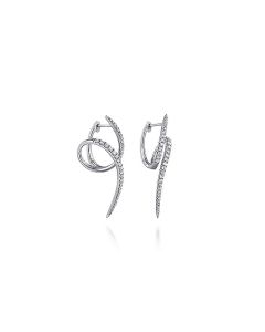 Gabriel & Co. 14K White Gold Swirling 40mm Diamond Huggies EG13486W45JJ
