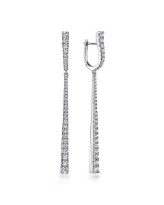 Gabriel & Co. 18K White Gold Long Diamond Bar Huggies EG13527W84JJ