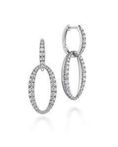 Gabriel & Co. 18K White Gold Oval Diamond Link Huggies EG13547W84JJ