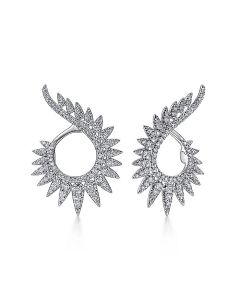 Gabriel & Co. 14K White Gold Dramatic Open Loop Diamond Bypass Hoops EG13805W45JJ