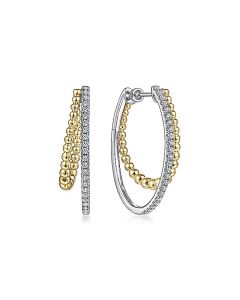 Gabriel & Co. 14K Yellow-White Gold 30mm Split Diamond Bujukan Classic Hoop Earrings EG13974M45JJ