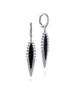 Gabriel & Co. 14K White Gold Diamond and Onyx Drop Earrings EG14283W45OX