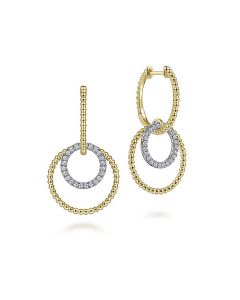 Gabriel & Co. 14K White-Yellow Gold Bujukan Diamond Open Circle Huggie Drop Earrings EG14285M45JJ