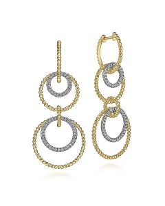 Gabriel & Co. 14K White-Yellow Gold Diamond Huggie Drop Earrings EG14352M45JJ