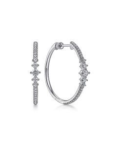 Gabriel & Co. 14K White Gold 30mm Diamond Classic Hoop Earrings EG14521W45JJ