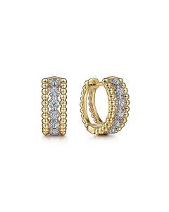 Gabriel & Co. 14K White-Yellow Gold Bujukan Huggie Pave Diamond Earrings EG14715M45JJ