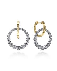 Gabriel & Co. 14K White-Yellow Gold Bujukan Diamond Circle Huggies EG14724M45JJ