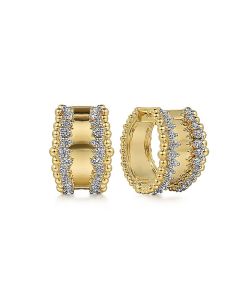 Gabriel & Co. 14K Yellow Gold Bujukan Diamond Hoop Earrings EG14873Y45JJ