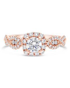 Twist Halo Rose Gold Engagement Ring