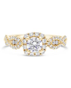 Yellow Gold Cushion Diamond Halo Engagement RIngs