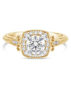 Yellow GOld Vintage Diamond Halo