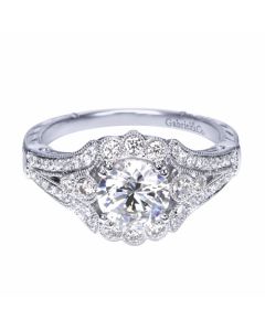 Propose Tonight Vintage Victorian Floral Diamond Halo Engagement Ring