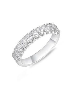 Memoire Geo Arts Prong Set Oval Diamond Platinum Wedding Band ERGA115