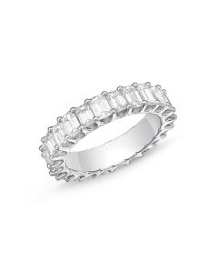 Memoire Geo Arts Prong Set Emerald Diamond Platinum Wedding Band ERGA303