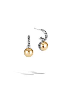 John Hardy Classic Chain Hammered 18K Gold and Silver Transformable Drop Earring