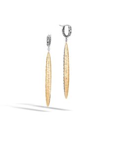 John Hardy Classic Chain 18K Yellow Gold & Sterling Silver Long Hammered Drop Earrings EZ90260
