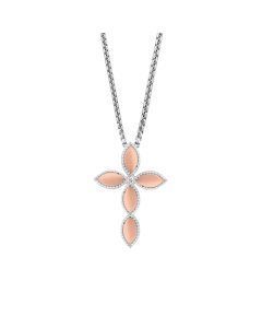 Charles Krypell 18k Rose Gold & Sterling Silver Diamond Fire Fly Cross Pendant