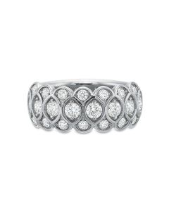 Precision Set Three Row Half 18K White Gold Diamond Anniversary Band
