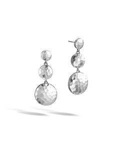 John Hardy Dot Triple Drop Hammered Silver Earrings