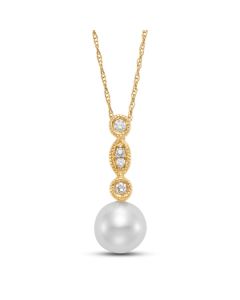 James Free 14K Yellow Gold Diamond and Pearl Drop Necklace - FINAL SALE 