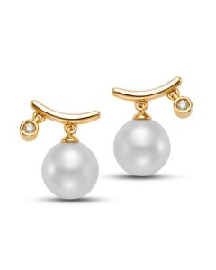 James Free 14K Yellow Gold Pearl and Diamond Dangle Earrings - FINAL SALE 