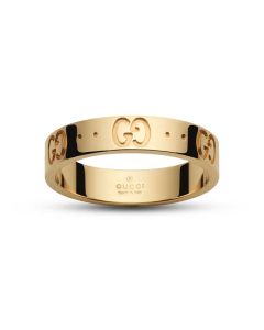 Gucci Icon Ring with Thin Double G Engraved in 18kt Yellow Gold YBC073230001