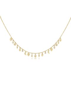 James Free 14K Yellow Gold Lunar, Evil Eye, and Hamsa Charm Necklace 